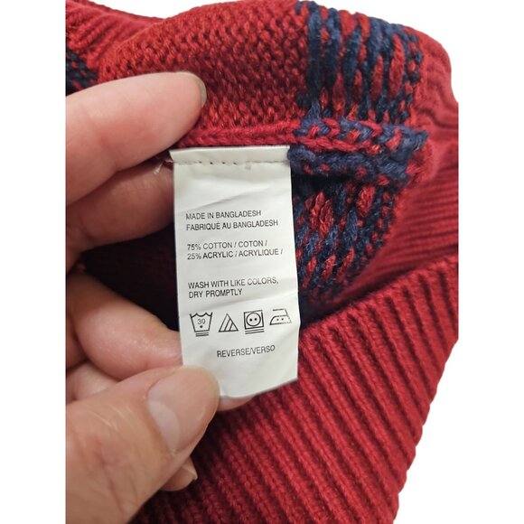 IZOD Biking Red Mens Fairisle Quarter Zip Sweater Large - Picture 10 of 11